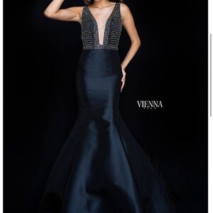 Vienna Prom Black Gown with Beaded Bodice